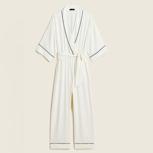 J. Crew White Pajama Set with Black Trim